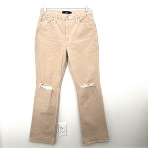 Hudson Abbey Bootcut Denim Jeans High Waist Light Tan Ripped Pants Size 31